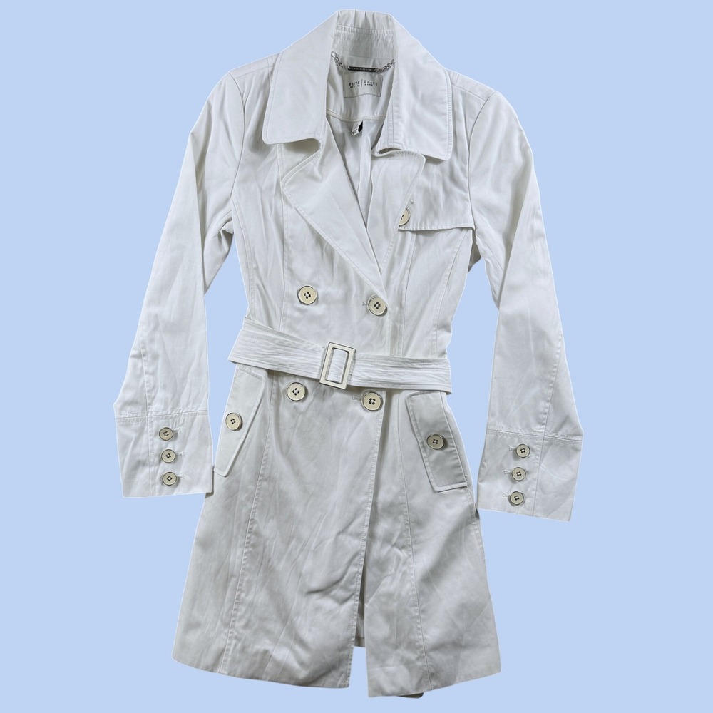 White House Black Market Trench Coat Women S Belted Double Breasted Career Chic
